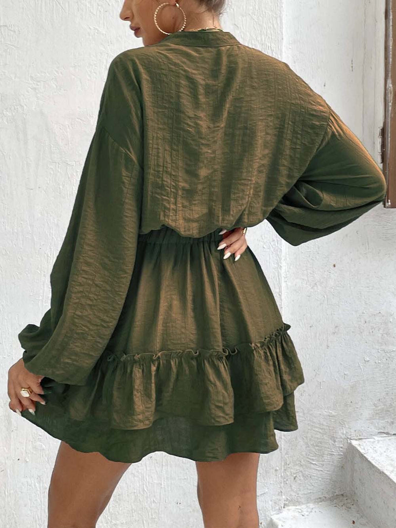 Ensley - Grünes Kleid mit Rüschen