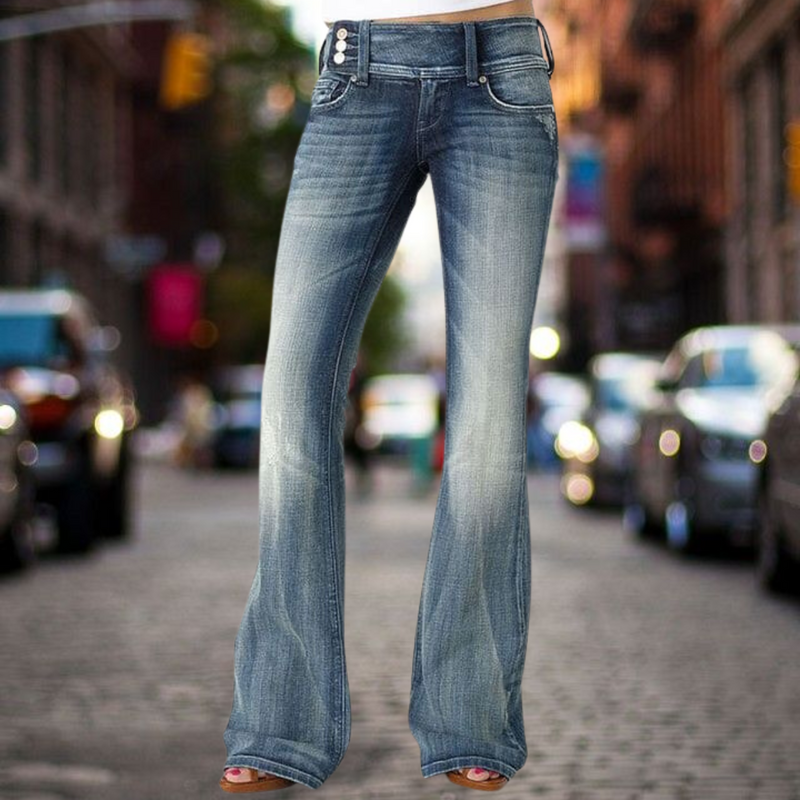 Edelie - Eleganz Klassische Jeans mit mittlerer Taille und Flair