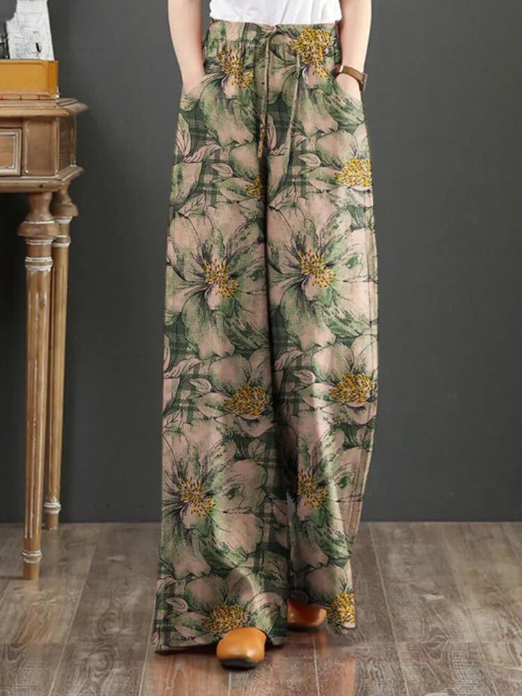 Celestine - Florale Hose mit weitem Bein