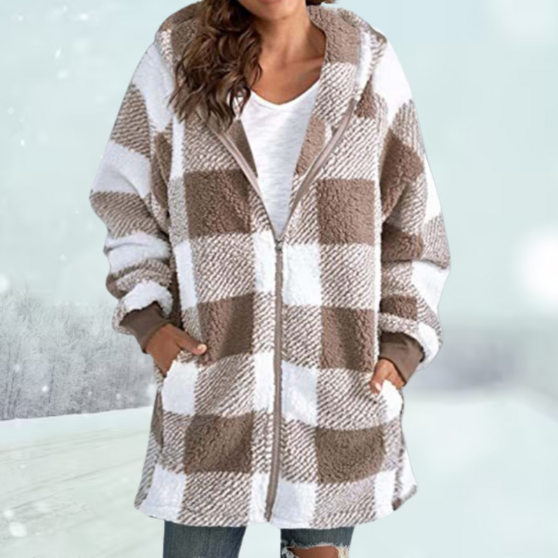 Anastasia - Gemütliche karierte Winterjacke mit Kapuze