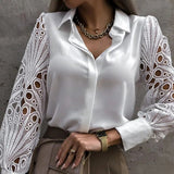 Dilara - Weißes Spitzen Langarmshirt