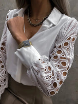 Dilara - Weißes Spitzen Langarmshirt